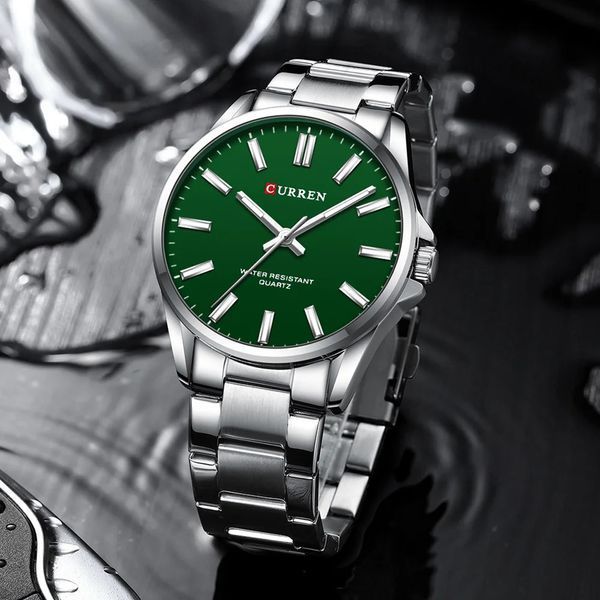 Чоловічий годинник Curren 9090 Silver-Green ABR-1008-0378 фото