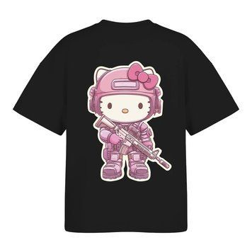 Жіноча футболка GIG (Hello Kitty) Оверсайз. Чорний One size 903-hk-bk фото