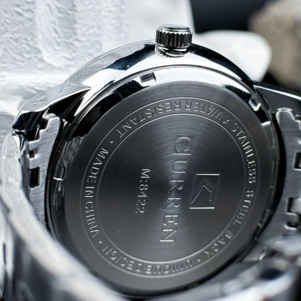 Чоловічий годинник Curren 8422 Silver-Black зі сталевим браслетом та мінеральним склом ABR-1008-0337 фото