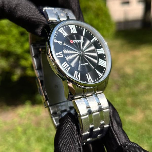 Чоловічий годинник Curren 8422 Silver-Black зі сталевим браслетом та мінеральним склом ABR-1008-0337 фото