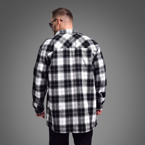 Сорочка в клітинку оверсайз Біла 3XL 879 фото