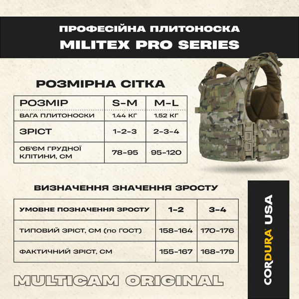 Плитоноска Militex Pro Series Multicam original USA Мультикам S-M KIB-11293 фото